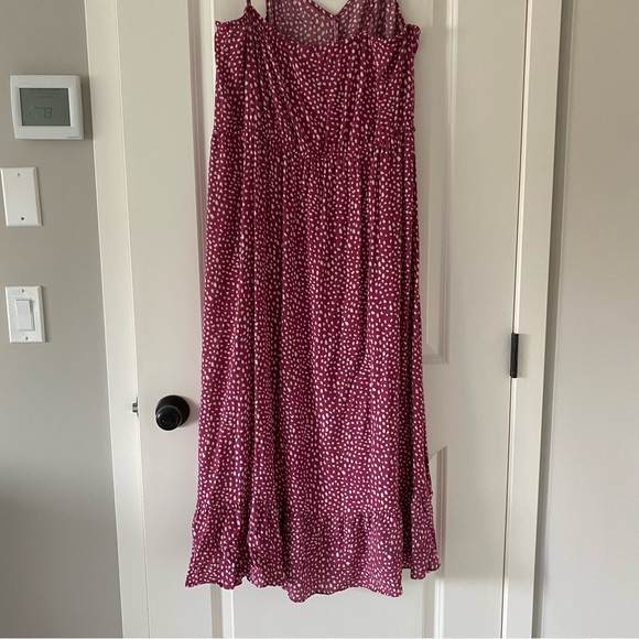 🆕 Rewind Kohls Pink Cheetah Polka Dot High Low Button Maxi Ruffle Dress - Picture 2 of 7